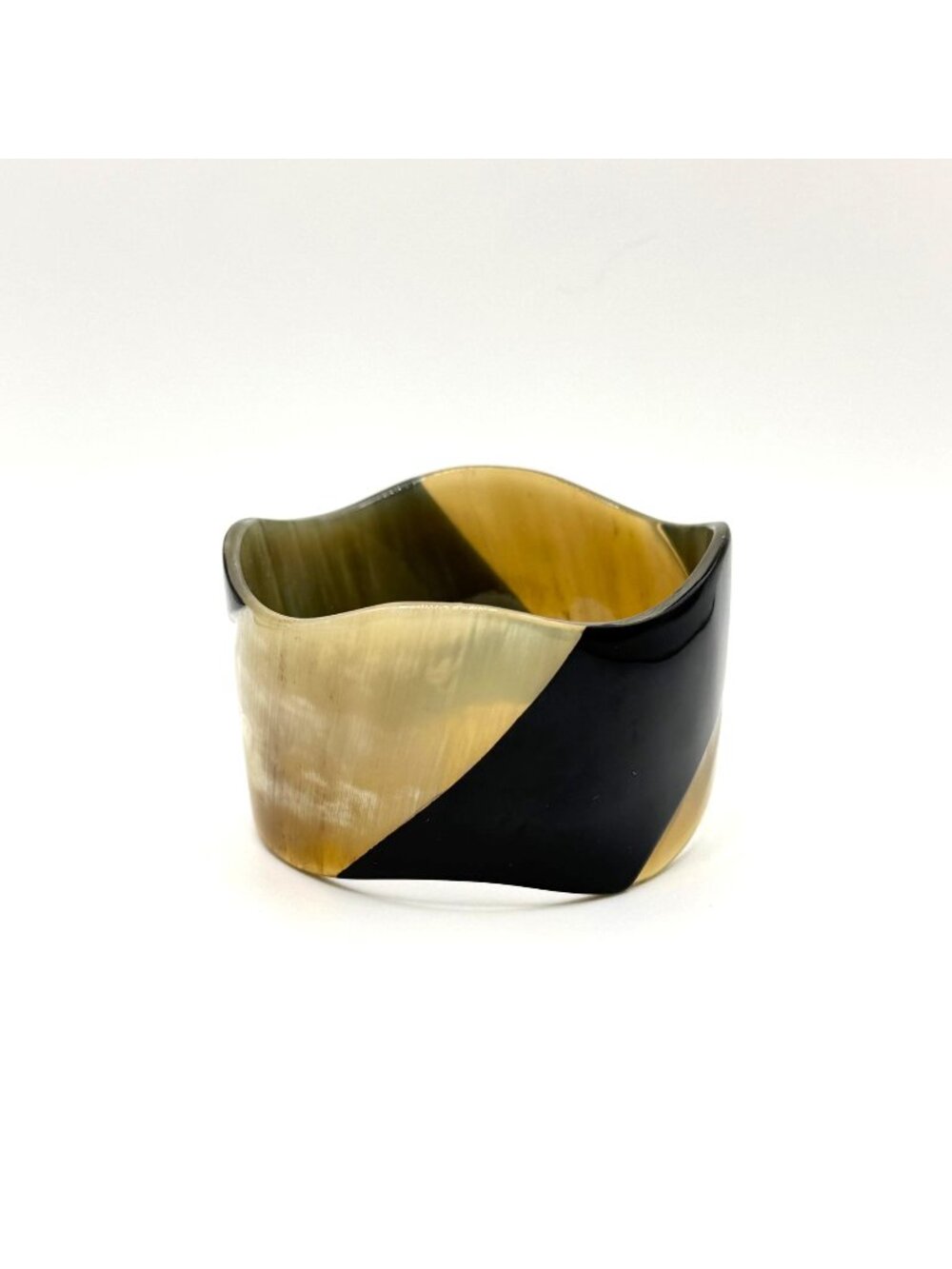 Buffalo Horn Cuff Bracelet With Natural & Black Pattern
